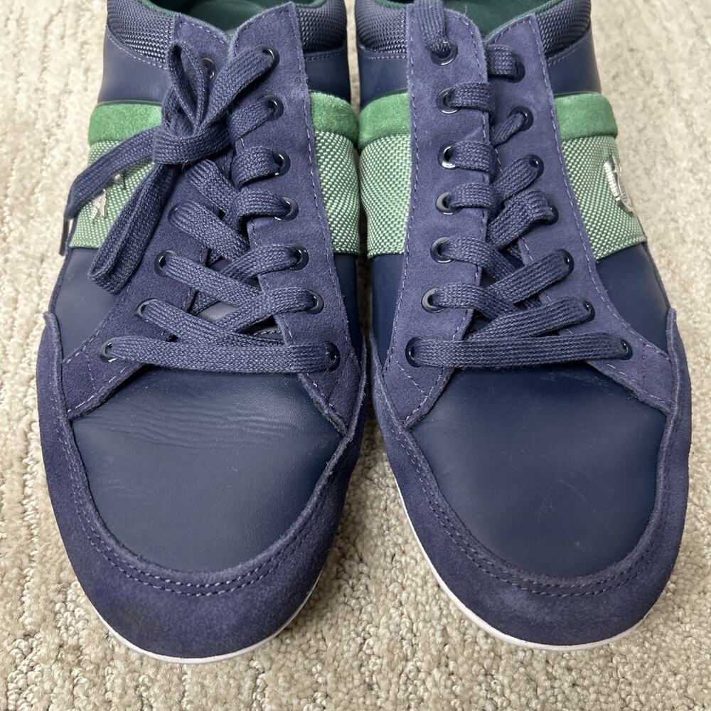 Lacoste Men Shoes Chaymon 123 2 Navy Green Leather Casual Sneakers Shoes Sz 11 - Picture 6 of 11